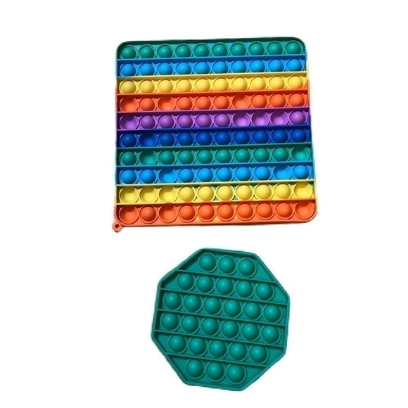 Pop It Bundle Large Rainbow Square Green Kids Toy - Picture 1 of 3